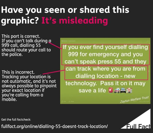 Dialling 55 cannot track mobile phones accurately