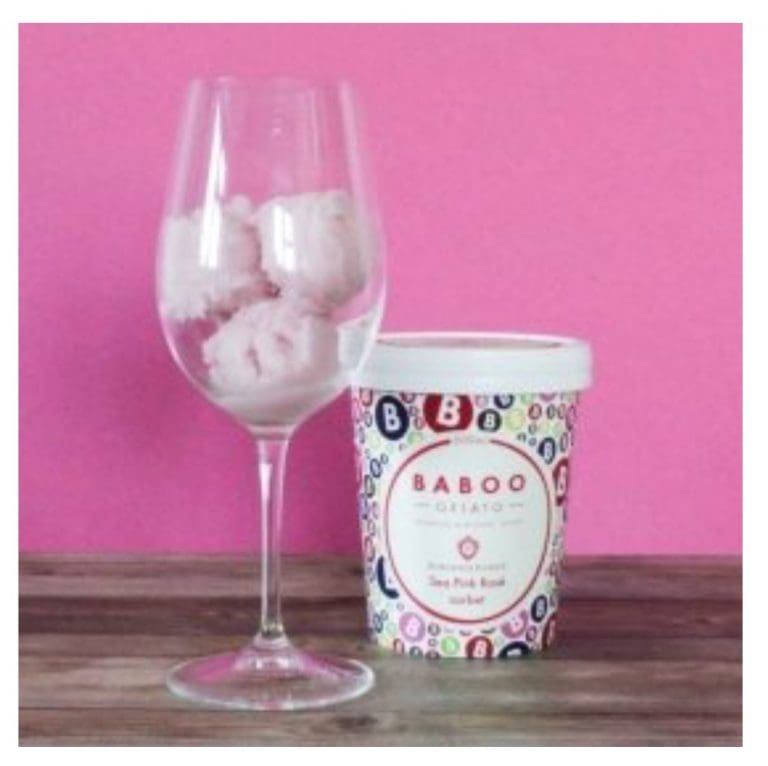 Baboo Gelato Launch Sea Pink Rosé Sorbet with Furleigh Estate