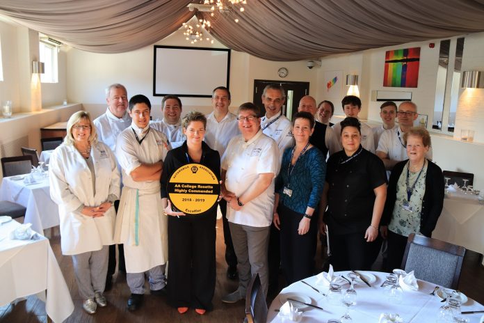 Bournemouth & Poole College’s Escoffier restaurant is highly commended in its annual rosette inspection by the AA (Automobile Association)