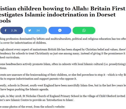 Britain First are using Dorset school children to spin their hatred of Muslims
