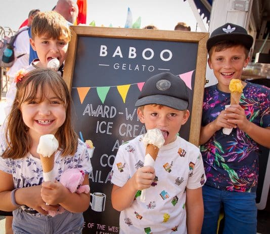 Hot Cross Bun Flavour Gelato Especially for Easter at Baboo’s Kiosks in West Bay, Lyme Regis and Morcombelake