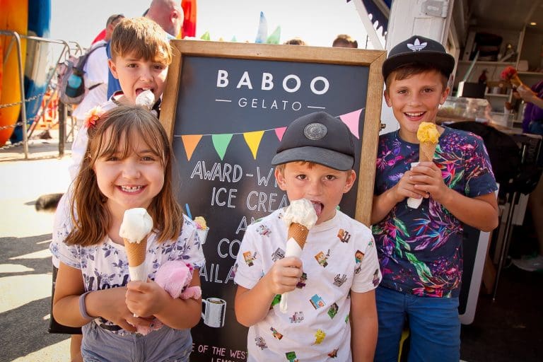 Hot Cross Bun Flavour Gelato Especially for Easter at Baboo’s Kiosks in West Bay, Lyme Regis and Morcombelake