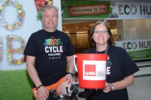 John Grinnell, Dolphin Shopping Centre manager, and Lisa King, retail liaison manager, raised £163 by taking part in a charity cycle for the good cause, Crisis