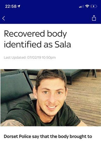 Body confirmed as Sala