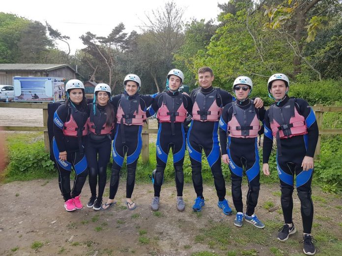 Team from Knoll House Hotel before kayaking with ForeAdventure