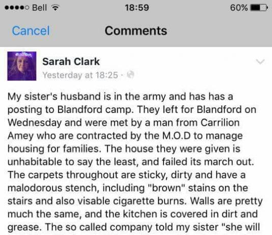 House of Commons Report Concludes that ‘The Ministry of Defence and its contractor CarillionAmey are badly letting down service families’