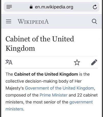 Wikipedia sums up Boris Johnson’s first Cabinet