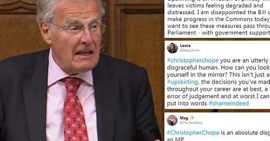 Christopher (Upskirting) Chope is welcomed to his Christchurch surgery