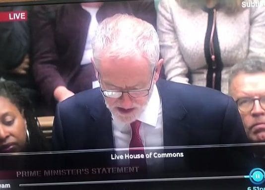 Is Michael Gove off his face during Corbyn’s address to Commons?