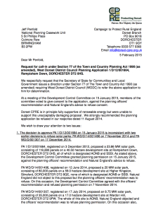 Dorset CPRE Letter to NPCU Ref Call-in 1 D 12 001664 5 February 2015