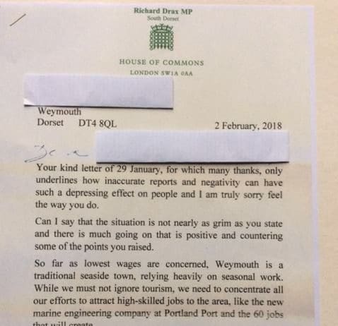 Richard Drax MP accused of ‘contemptuous and dismissive attitude’ towards concerns for Weymouth and Portland