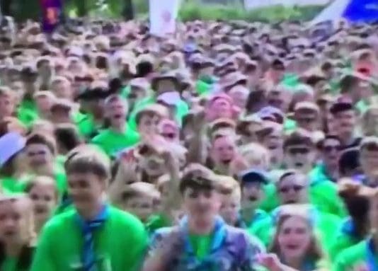 The BBC does an article about a celebration of the scouts movement.The crowd starts chanting ‘oh Jeremy Corbyn’
