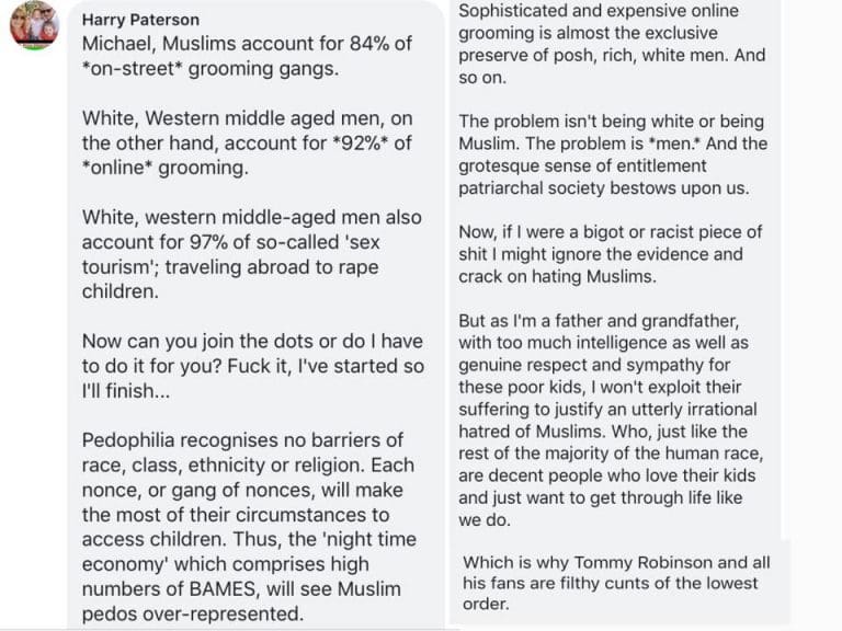 Harry Paterson Nails The Racists Over Child Sex Abuse