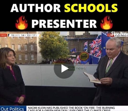 Corporate stooge Adam Boulton destroyed by Naomi Klein