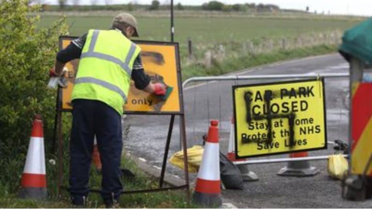 Covid-19: Protect the NHS’ signs found covered with swastikas
