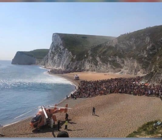 A number of people seriously injured in cliff jumping as beach closed at Durdle Door