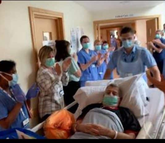 ‘Remarkable survivor’ gets emotional guard of honour as he leaves intensive care at Poole hospital after 35 days