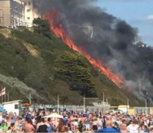 Eight fire engines fighting huge blaze at Bournemouth beach