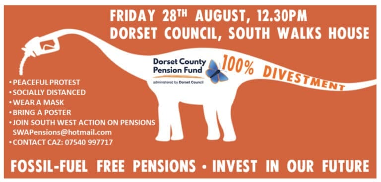 PROTEST BY SOUTH WEST ACTION ON PENSIONS (SWAP) CALLS FOR FOSSIL FUEL DIVESTMENT