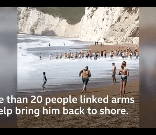 The human chain at Durdle Door that saved a swimmer in trouble The human chain at Durdle Door that saved a swimmer in trouble