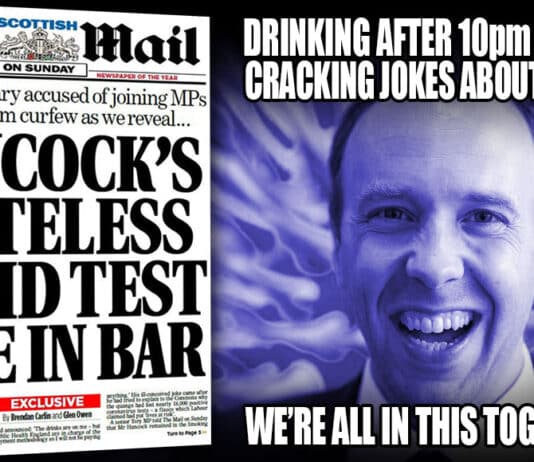 Health Secretary Matt Hancock ‘breaks his own curfew rules whilst late night drinking and then jokes about Covid-19’