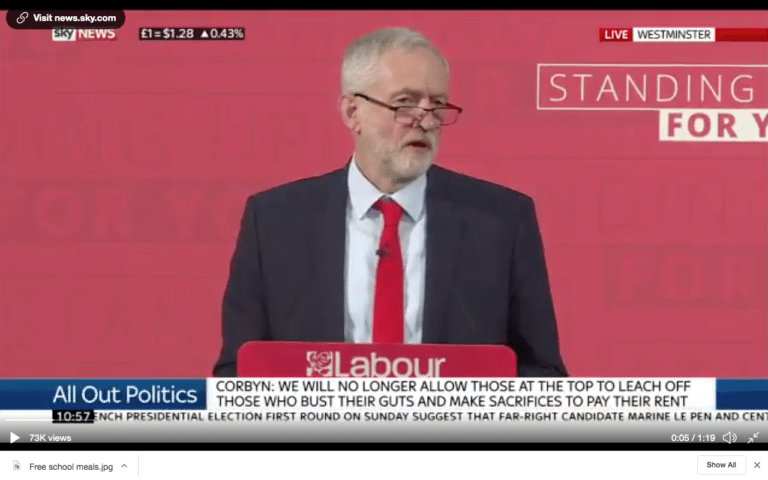 Jeremy Corbyn on Free School Dinners in 2017