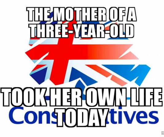 Another young mother takes her own life because of this f****** government