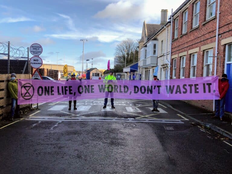 Extinction Rebellion Protest Portland Waste Incinerator and urge all to object online before 16 November