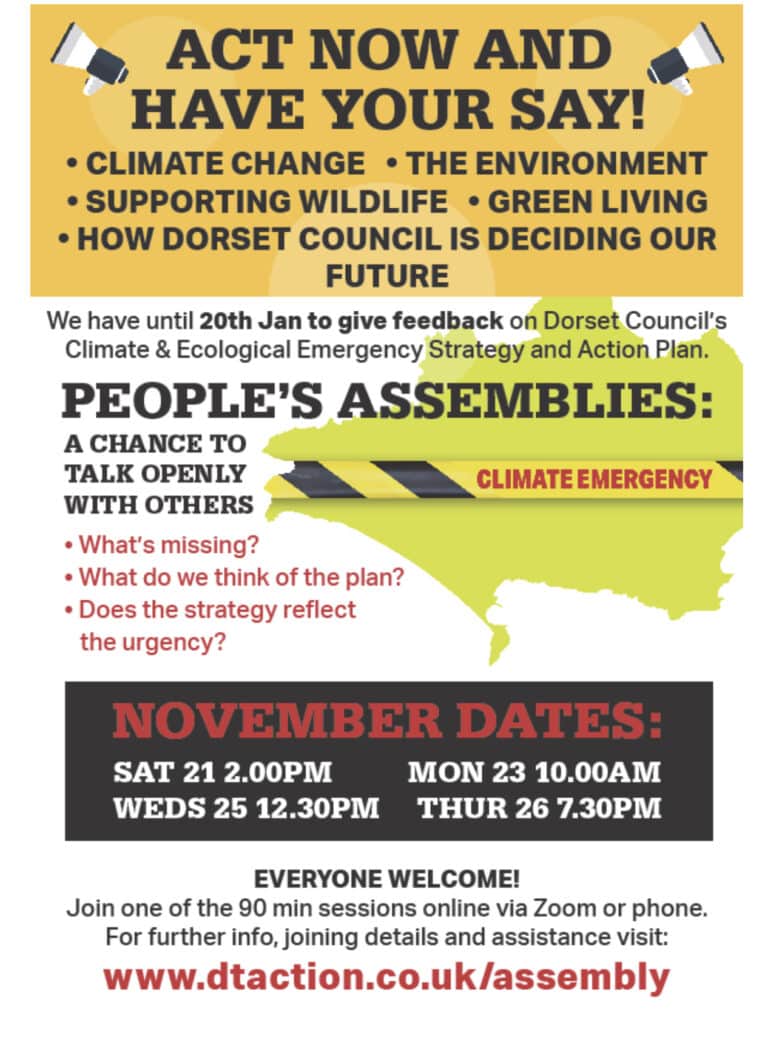 PEOPLES ASSEMBLIES TO DISCUSS DORSET COUNCIL’S CLIMATE AND ECOLOGICAL EMERGENCY STRATEGY AND ACTION PLAN