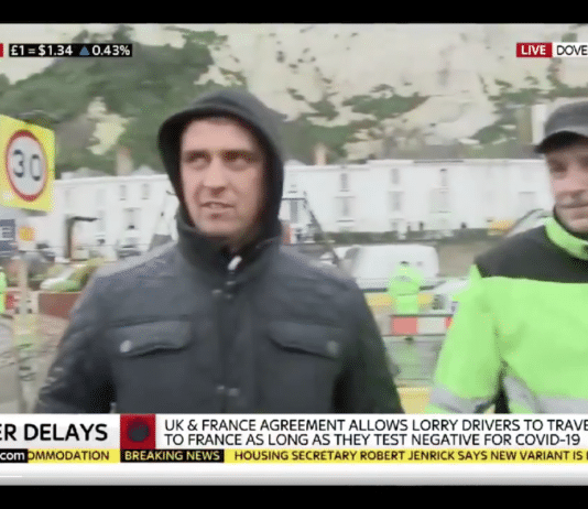 UK lorry drivers at Dover: The government are lying