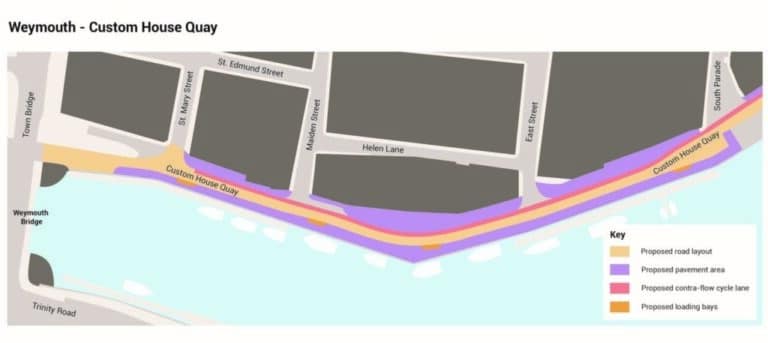 Enhanced public space proposals for Custom House Quay, Weymouth
