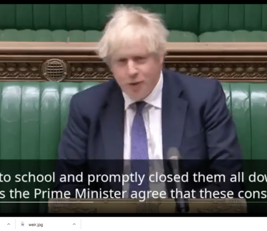 Gormless Prime Minister Boris Johnson denies the undeniable