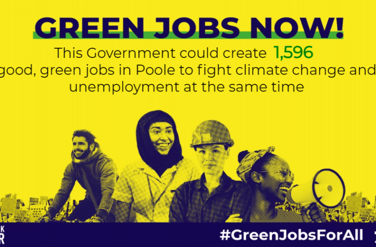 Green jobs campaigners form symbolic queue outside MP Robert Syms’ Poole Office