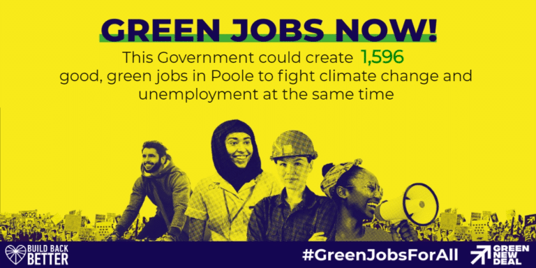 Green jobs campaigners form symbolic queue outside MP Robert Syms’ Poole Office