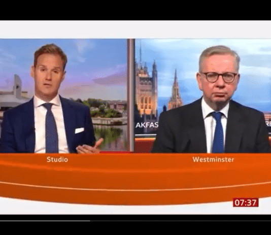 Michael Gove lies exposed. Watch the blinking and the gulps