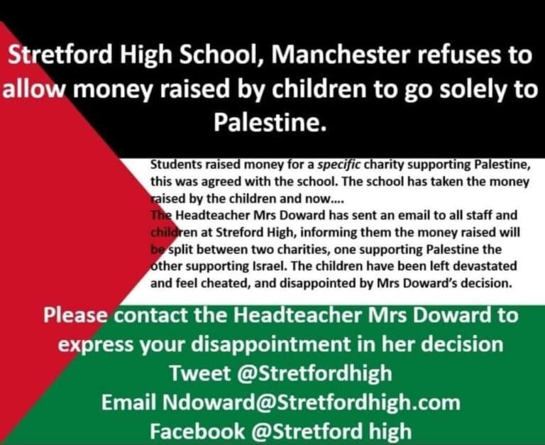 School headteacher responds to ‘false rumours’ regarding pupil’s support of Palestinians