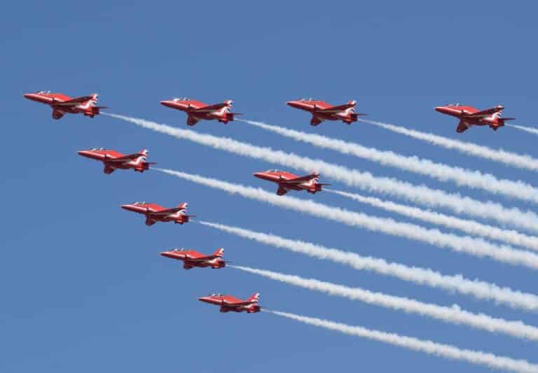 The Red Arrows on board camera as they approach Bournemouth Air Show