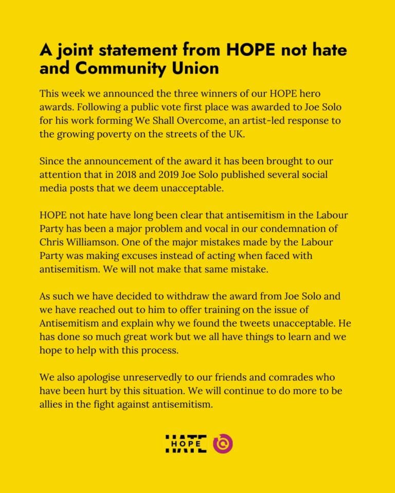 Hope Not Hate’s smear of Chris Williamson and Joe Solo is ‘utterly disgusting’