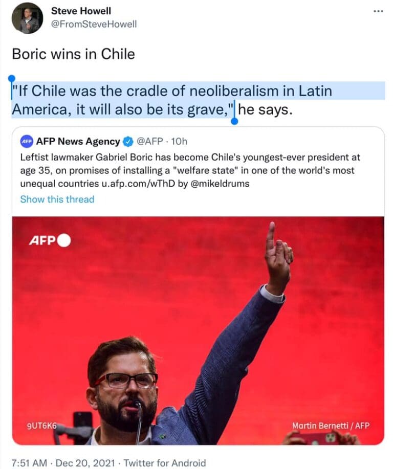 Chile continues movement to reject neo liberalism across South America