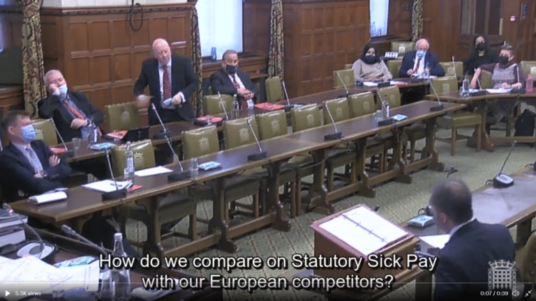 How does UK statutory sick pay compare with Europe? Que unintelligible response from Tory minister