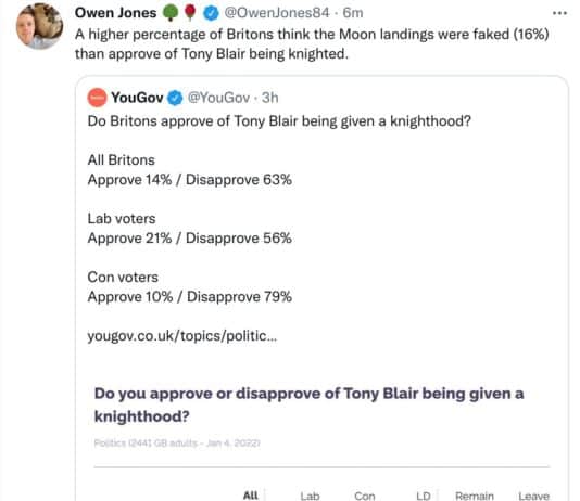 The public and the establishment Labour party are light years apart over Blair knighthood