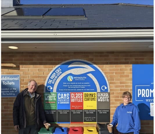 Recycling bins installed at Weymouth Town Council’s Prom Café