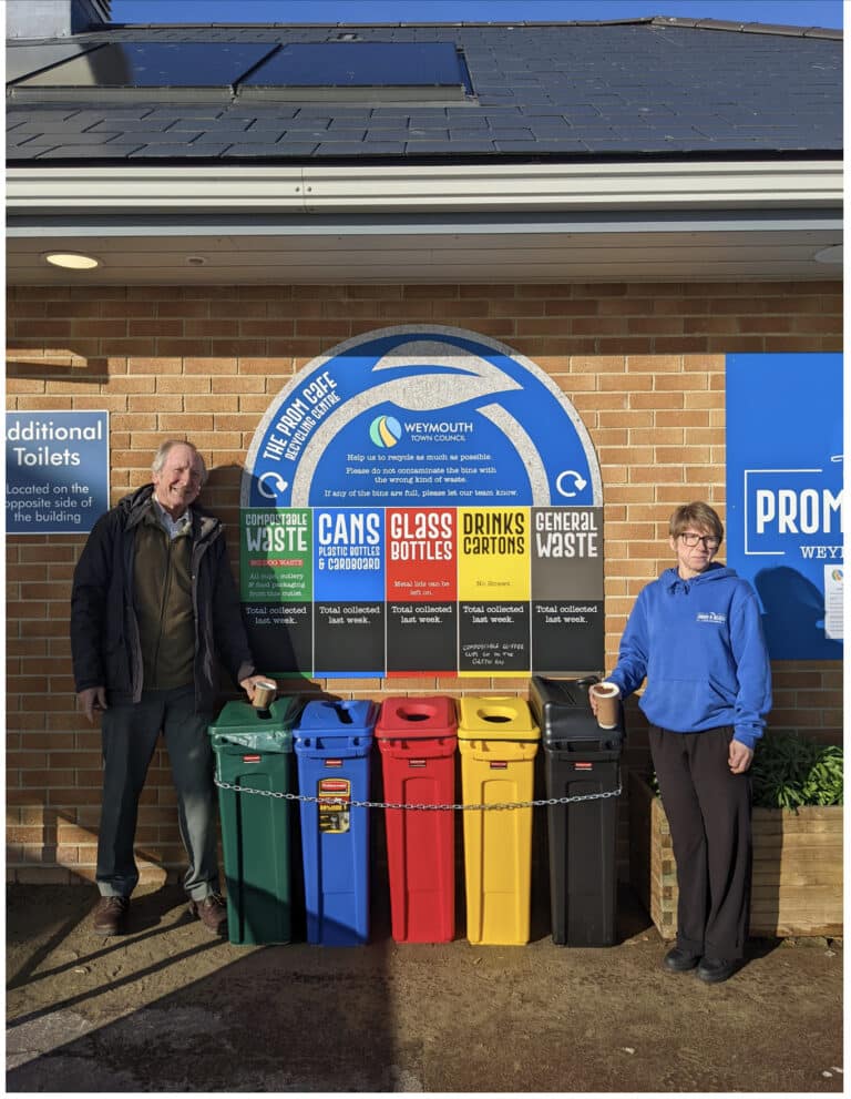 Recycling bins installed at Weymouth Town Council’s Prom Café
