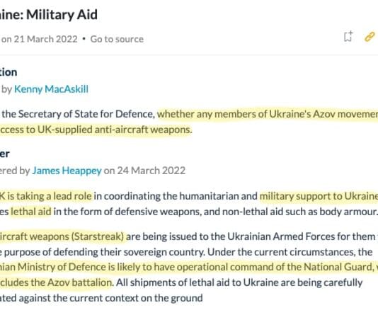 Tories admit they are selling weapons to Neo Nazis in Ukraine