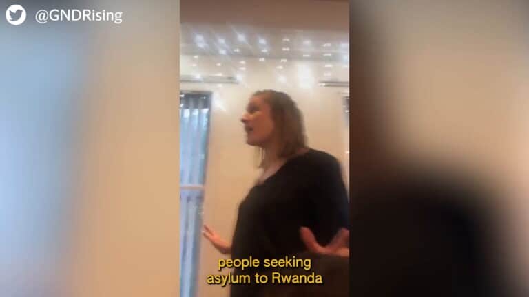 Priti Patel defended by bigoted toffs as demonstrators disrupt her sociopathic speech