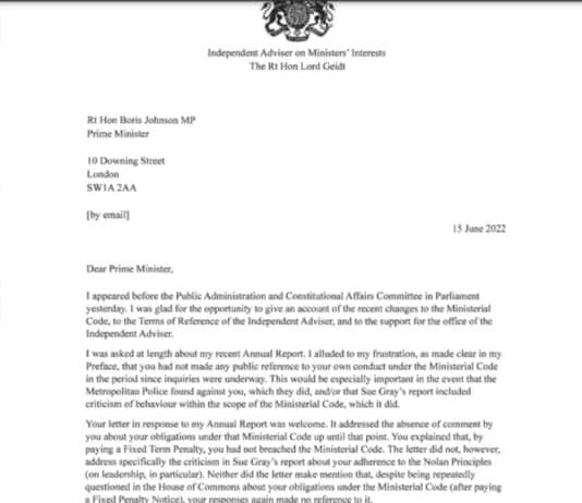 Lord Geidt’s letter of resignation reveals a Tory government hurtling back to 1930’s Germany