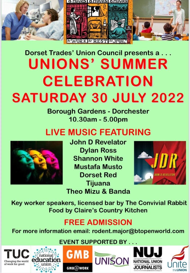 Dorset TUC’s free Summer Celebration in Dorchester