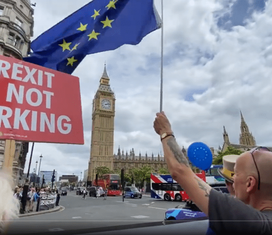 Remainers sing ‘Bye Bye Boris’ as police appear to have given up the ghost