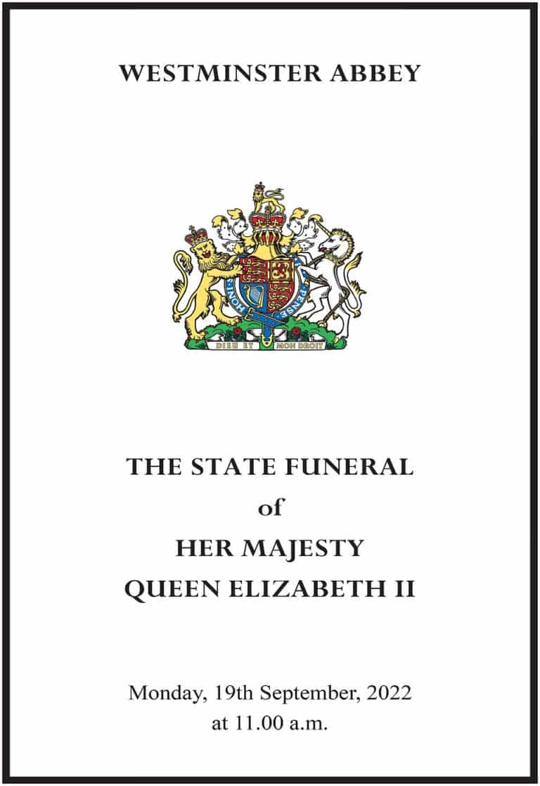 Queen Elizabeth II Funeral : Order of Service