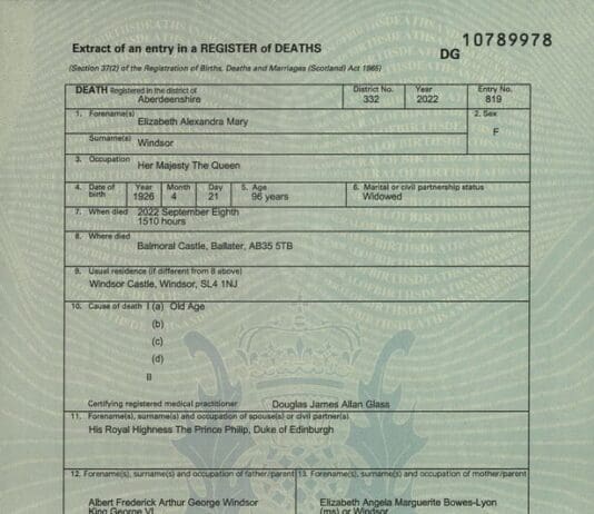 Queen Elizabeth’s death certificate misses off primary and secondary causes